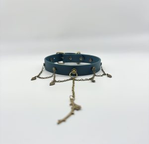 Einzelstücke - grünes Biothane Collar, Choker Halsband für Submissive mit Schmuckkette